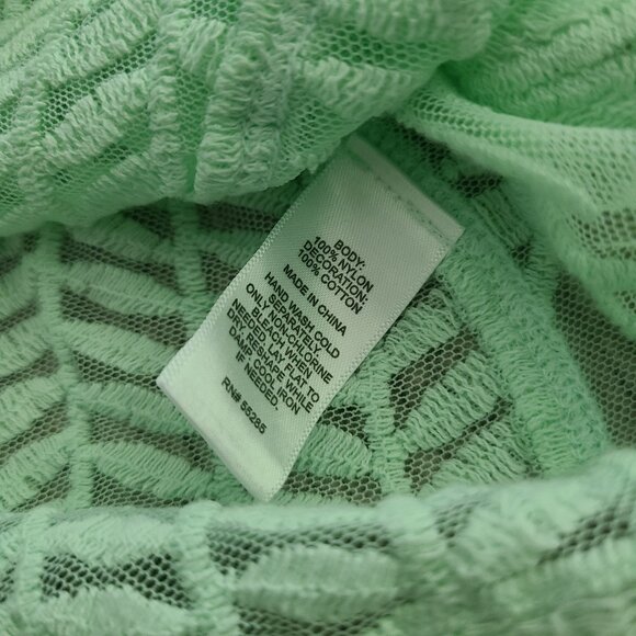 Express women's Mint Green Embroidered Mesh Sheer Top Size Small - Picture 8 of 9